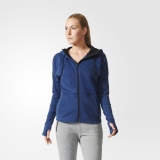 Z31o2515 - Adidas Premium Hoodie Blue - Women - Clothing
